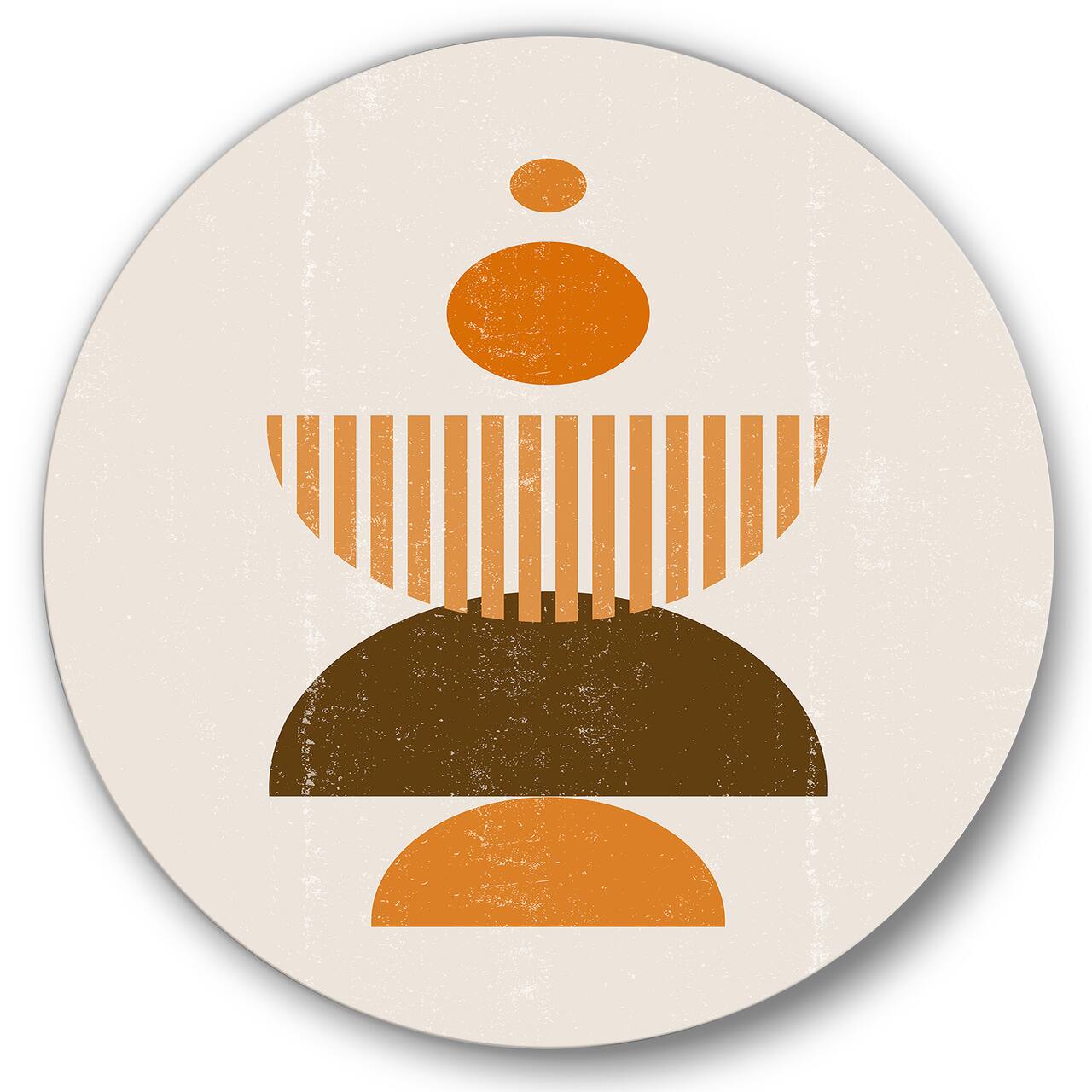 Designart - Abstract Minimal Sun and Moon In Earth Tones I - Modern Metal Circle Wall Art